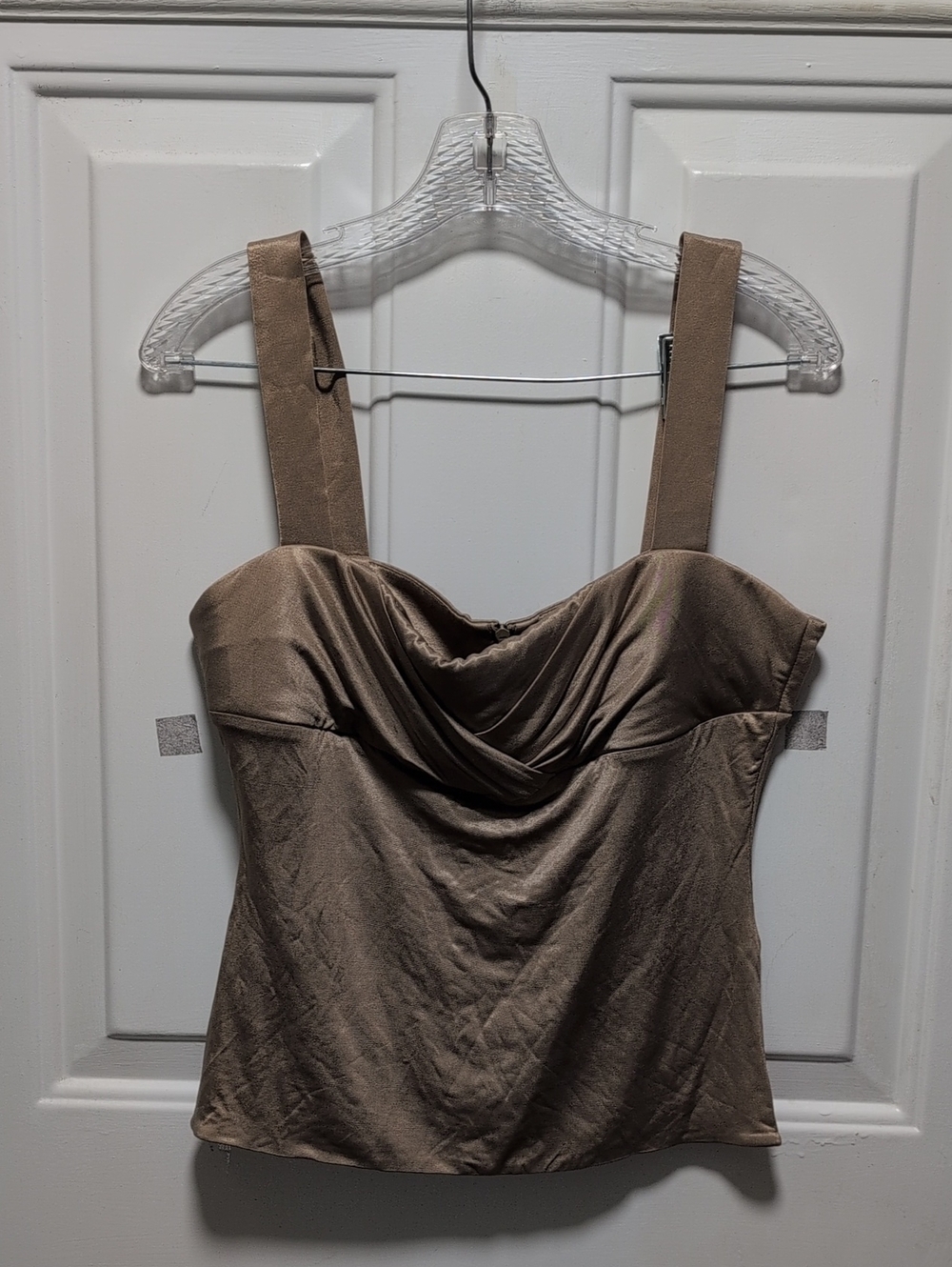 Women's Taupe Draped Bustier Top